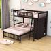 Harriet Bee Twin Over Full 6 Drawers Wooden Bunk Bed w/ Shelves in Gray | 65.7 H x 79.5 W x 79.5 D in | Wayfair D2B2F9FE6DE24855AFC50E7914AD247D
