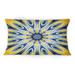 East Urban Home Yellow & Blue Fractal Flower - Modern Printed Throw Pillow Polyester/Polyfill blend in Blue/Yellow | 12 H x 20 W x 5 D in | Wayfair