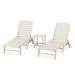 POLYWOOD Nautical 3-Piece Chaise Lounge with Wheels Set with South Beach 18" Side Table - N/A