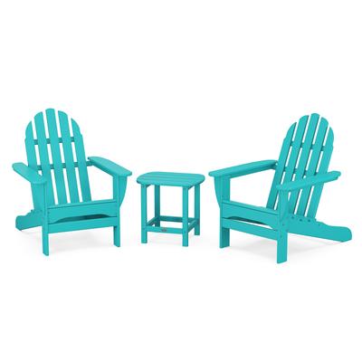 POLYWOOD Classic Adirondack 3-Piece Set with South Beach 18" Side Table
