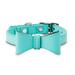 Teal Leather Bow Tie Dog Collar, X-Small/Small