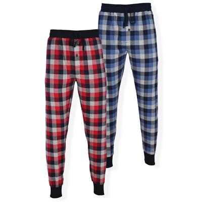 Men's Big & Tall Mens Hanes 2Pk Flannel Sleep Jogger Men'S Sleepwear by Hanes in Blue Red (Size XL)