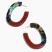 Madewell Jewelry | Madewell Festive Tortoise Resin Oval Hoop Earrings | Color: Black/Red | Size: 2''