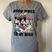 Disney Tops | Disney Mickey And Friends, Good Vibes On My Mind Womens T Shirt Size Medium | Color: Gray | Size: M