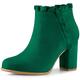Perphy Women's Ruffle Block High Heels Ankle Boots Emerald Green 6 UK/Label Size 8 US
