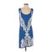 Casual Dress - Mini Scoop Neck Sleeveless: Blue Dresses - Women's Size X-Small