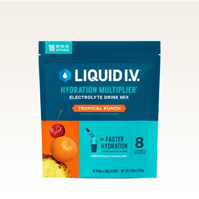 Liquid I.V. Tropical Punch Powdered Hydration Multiplier® (32 Pack) - Powdered Electrolyte Drink Mix Packets