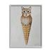 Stupell Industries Tabby Cat Ice Cream Scoop Dessert Waffle Cone by Coco de Paris - Painting Canvas in Brown/Gray | 14 H x 11 W x 1.5 D in | Wayfair