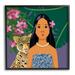 Stupell Industries Portrait Girl Leopard Friend Pink Flowers Leaves by Sally Springer Griffith - Graphic Art in Brown | Wayfair al-503_fr_24x24