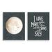 Stupell Industries Cute Moon Starry Night Sky I Love You Phrase by House Fenway - 2 Piece Graphic Art Set in Brown | 15 H x 10 W x 0.5 D in | Wayfair