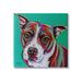 Stupell Industries Cute Dog Looking Portrait Bold Green Pop Style Background by Carolee Vitaletti - Painting Canvas in White | Wayfair