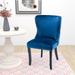 Rosdorf Park Tufted Wingback Side Chair Wood/Upholstered in Blue/Black | 37.1 H x 22.3 W x 26 D in | Wayfair FE195ECF7C8B476EA853BA79421DDFBD