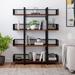 17 Stories Ploof 47.24" H x 59" W Solid Wood Library Bookcase Wood in Black/Brown/Green | 59 H x 59 W x 10.11 D in | Wayfair