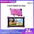 Weelikeit-Tablette Android 13 pour enfants, 7 pouces, 1024x600 HD, Ouad Core, touristes, Wifi, 2 Go, 32 Go, étude avec support