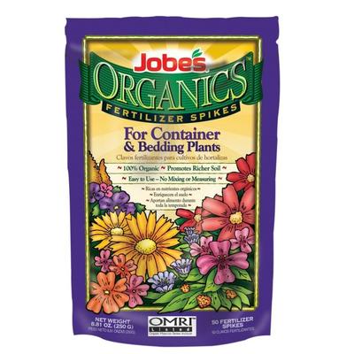 Jobe's 06128 Organic Container & Bedding Fertilizer Spikes, 3-5-6, 50-Pack
