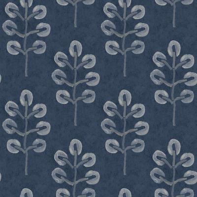 Chesapeake Plum Tree Dark Blue Botanical Wallpaper