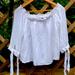 American Eagle Outfitters Tops | Nwt American Eagle Outfitters White Drop Shoulder Tie Sleeve Blouse, Sz L J1044 | Color: White | Size: L