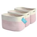 OrganiHaus Pack of 3 Pink Basket for Shelves | Toy Storage Basket | Bathroom Storage Baskets | Woven Shoe Basket for Hallway | Cotton Rope Basket for Towel Storage | Blanket Basket for Living Room