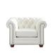 Chesterfield Chair - Canora Grey 45.5 W Top Grain Leather Tufted Chesterfield Chair in White | 31.5 H x 45.5 W x 39 D in | Wayfair