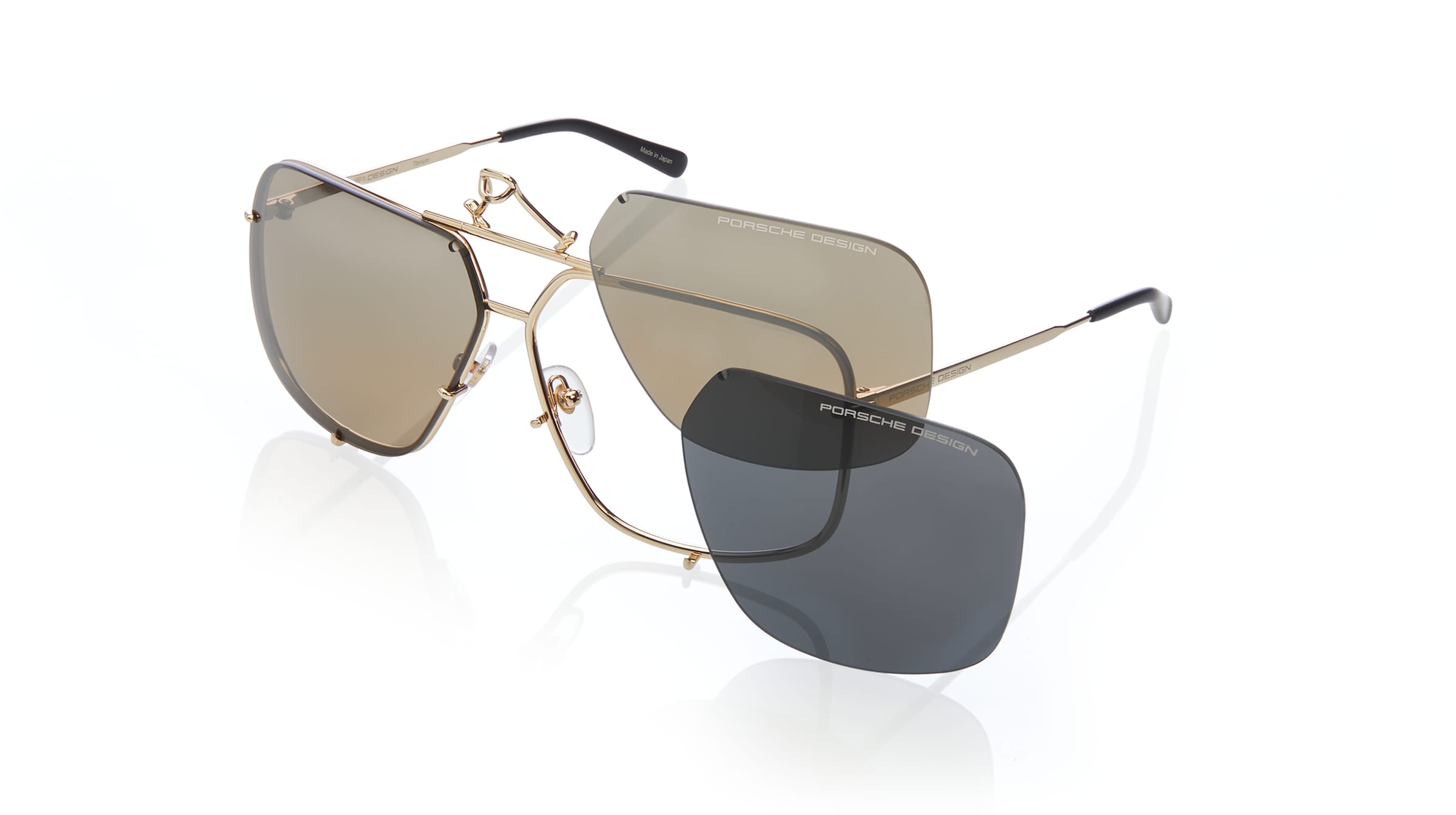 Porsche Design 8928 - mit Wechselgläsern Unisex-Sonnenbrille Vollrand Pilot Metall-Gestell, gold