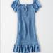 American Eagle Outfitters Dresses | American Eagle Tiered Off The Shoulder Mini Dress | Color: Blue | Size: M