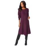 Plus Size Women's Lace Yoke Sweater Dress by Roaman's in Dark Berry (Size 34/36)