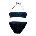 Athleta Swim | Athleta Bandeau Halter Bikini Medium Black Navy Blue Top & Bottom | Color: Black/Blue | Size: M