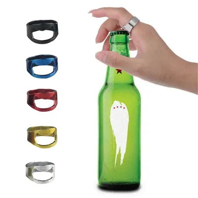 Mini ouvre-bouteille en acier inoxydable de 22MM pratique anneau de doigt bouchon de bière