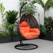 LeisureMod Charcoal Wicker Indoor Outdoor Hanging Egg Swing Chair