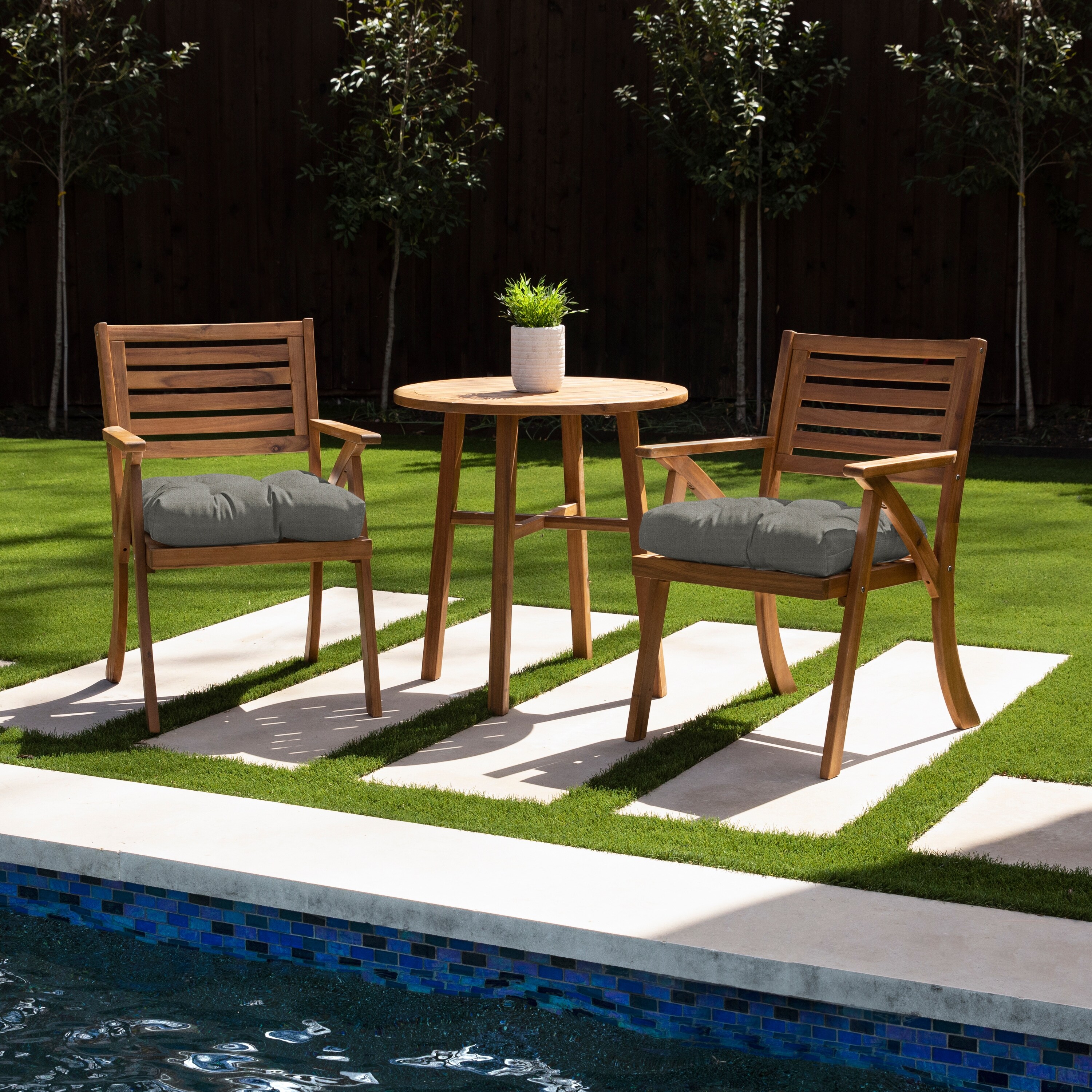 Sorra Home Sunbrella Tufted Chair Cushion Round U-Shaped Back 19 x 19 x 3