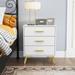 23.6" Tall 19.7"W 3 - Drawer Nightstand(White/Black)