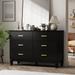 6 Drawer 47.2'' W Double Dresser Black/White Lacquer Chest Storage