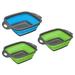 Collapsible Colander 3 Pcs Silicone Foldable Strainer 1 Large 2 Small - blue green - 29cm x 22cm x 9cm