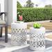 Winston Porter Moraima Outdoor Metal Side Tables Metal in White | 18 H x 13.75 W x 13.75 D in | Wayfair F7A64C9490EE437591A006CF871CC618