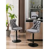 Rosdorf Park Swivel Velvet Barstools Adjusatble Seat Height Upholstered/Velvet in Gray | 17.99 W x 17.99 D in | Wayfair