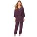 Plus Size Women's Embellished Capelet Pant Set by Roaman's in Dark Berry (Size 32 W)