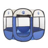 Petmaker Pop up Play Pet Pen Fabric in Blue/White/Brown | 24 H x 38 W x 38 D in | Wayfair M320120