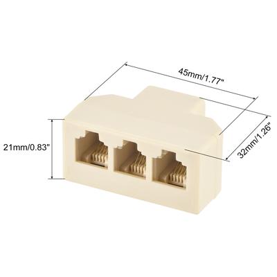 Phone Jack Splitter 6P4C Male to Female Way Socket Adapter 3 Pack