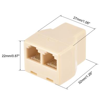 Phone Jack Splitter 6P4C Male to Female Way Socket Adapter 2 Pack