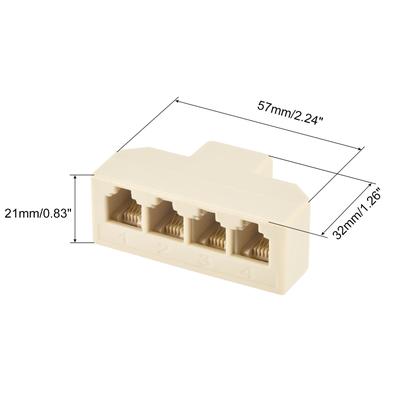 Phone Jack Splitter 6P4C Male to Female Way Socket Adapter 3 Pack