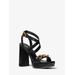 Michael Kors Kailey Embellished Leather Platform Sandal Black 10