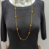 J. Crew Jewelry | J. Crew Gold Tone And Yellow Orange Beaded Necklace Long | Color: Gold | Size: Os