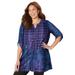 Plus Size Women's UPTOWN TUNIC BLOUSE by Catherines in Purple Abstract Plaid (Size 4X)