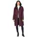 Plus Size Women's Long Hooded Jacket With Fleece Lining by Roaman's in Dark Berry (Size 30/32)