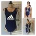 Adidas Swim | Adidas Core Solid Logo One-Piece Swimsuit Sz Xl Nwt | Color: Blue/White | Size: Xl