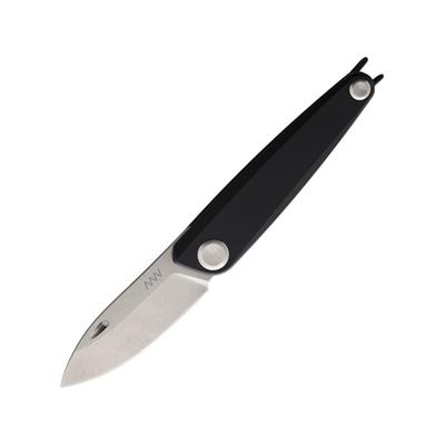 Acta Non Verba Knives Z050 Folder Folding Knife 2.75" stonewash finish Bohler N690 stainless blade Black titanium handle ANVZ050-001