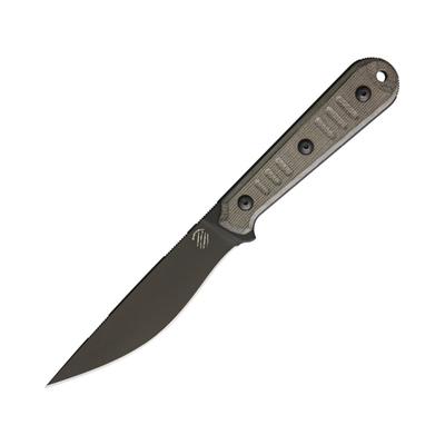 Bastinelli Creations SILENCE SLIM Fixed Blade Knife 4.75" black finish Bohler N690 stainless blade OD green linen micarta handle SILENCE SLIM PLAIN