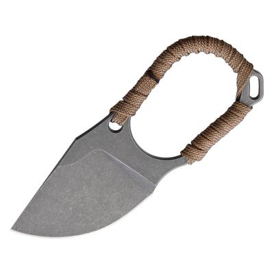 Hoback Knives Jeremiah Johnson Neck Knife 2" stonewash finish CPM-20CV stainless blade Tan paracord wrapped handle JEREMIAH JOHNSON TAN WRAP