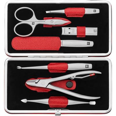 ZWILLING Beauty Maniküre Pediküre Set 7tlg. mit Kompakt-Nagelknipser, Leder, rot Nagelpflegeset Image
