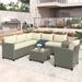 5 Piece Outdoor Conversation Set，with Coffee Table, Cushions and Single Chair